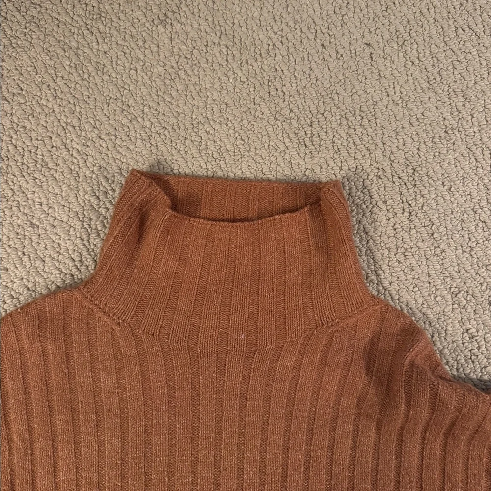 Open Edit Ribbed Turtleneck Sweater — Rust/Camel | S - Picture 2 of 3